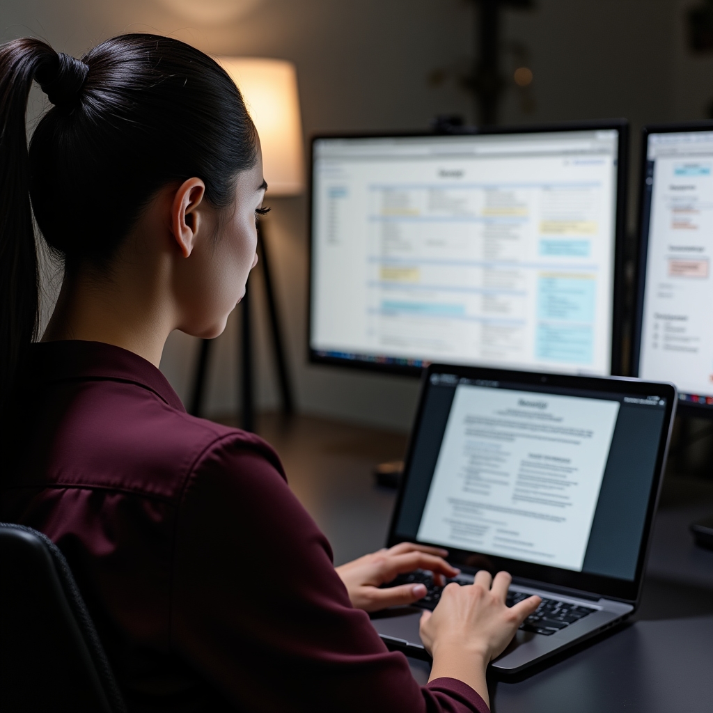 Creazione di procedure operative standard su laptop in ufficio moderno